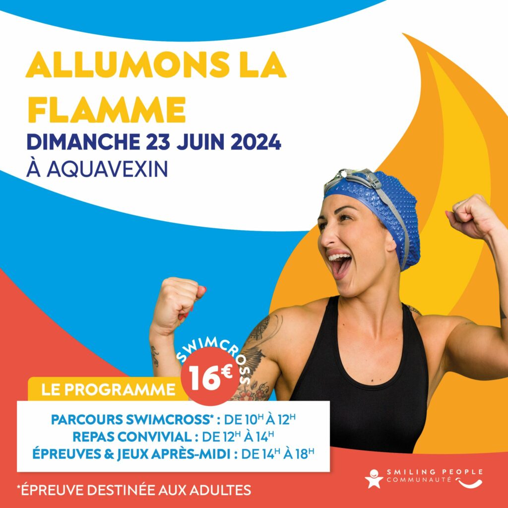 Affiche avec une nageuse qui fait un signe de la victoire